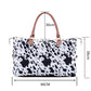 White Animal Print Leather Tote Bag