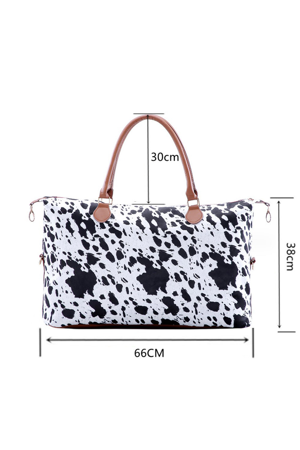 White Animal Print Leather Tote Bag