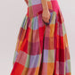 Color Block Elastic Waist Maxi Skirt