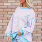 High-Low Striped Long Sleeve Sweatshirt