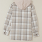 Plaid Removable Hood Button Up Shacket