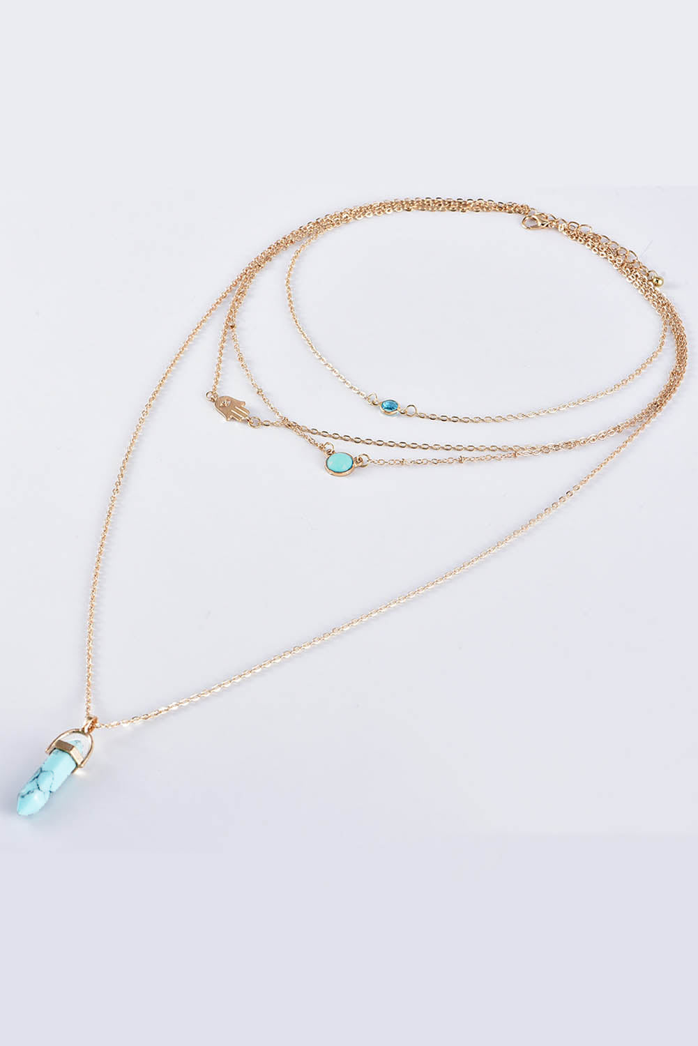 Golden Turquoise Gemstone Cascade Necklace