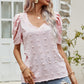 Swiss Dot Short Puff Sleeve Top