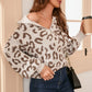 Leopard Half Zip Long Sleeve Sweater