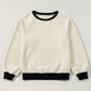 Texture Contrast Long Sleeve Sweatshirt