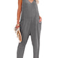 Textured Sleeveless V-Neck Pocketed Casual Jumpsuit