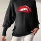 Lip Turtleneck Long Sleeve Sweater