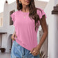 Ruffled Round Neck Cap Sleeve Blouse