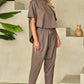 Simply Taupe High Low Boxy Fit Tee and Crop Pants Set