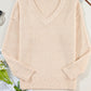 V-Neck Dropped Shoulder Long Sleeve Sweater