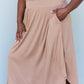 Doublju Comfort Princess Full Size High Waist Scoop Hem Maxi Skirt in Tan