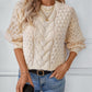 Cable-Knit Round Neck Long Sleeve Sweater