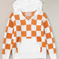 Checkered Long Sleeve Hooded Sweater