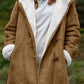 Full Size Pocketed Long Sleeve Hooded Toggle Jacket