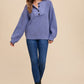 Annie Wear Half Button Ribbed Hem Sweater