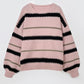 Contrast Striped Round Neck Long Sleeve Sweater