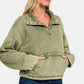 Zenana Acid Wash Fleece Half Snap Sweatshirt with Pocket