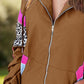 Leopard Zip Up Long Sleeve Hooded Jacket