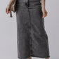 Raw Hem Midi Denim Skirt with Pockets