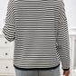 Devine Striped Round Neck Dropped Shoulder Sweater