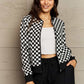 Ninexis Full Size Plaid Round Neck Long Sleeve Jacket