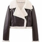 Collared Neck Long Sleeve Plush Cropped Jacket