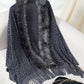 Fringe Leopard Open Front Long Sleeve Poncho