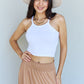 Doublju Comfort Princess Full Size High Waist Scoop Hem Maxi Skirt in Tan