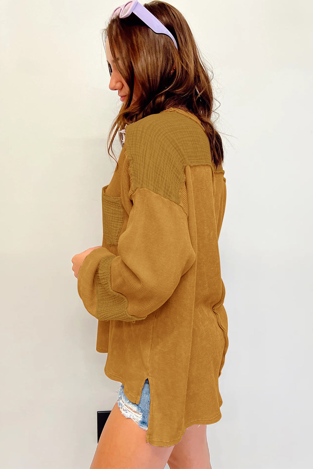 Exposed Seam Oversized Long Sweatshirt