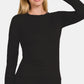 Zenana Full Size Brushed Microfiber Long Sleeve Round Neck T-Shirt