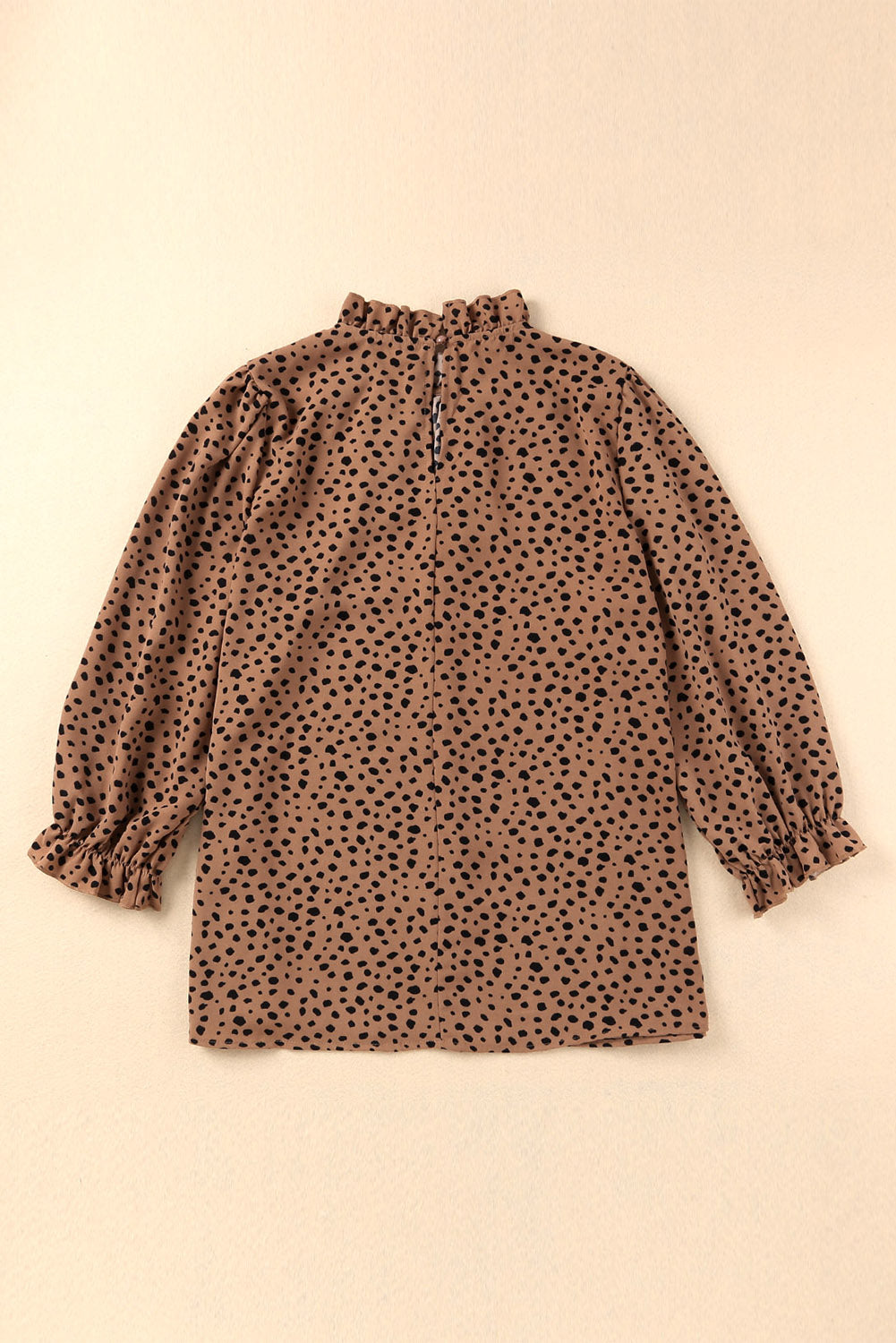 Animal Print Ruffle Collar Flounce Sleeve Blouse