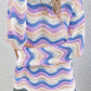 Contrast Wave Stripe Long Sleeve Sweater