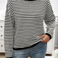 Devine Striped Round Neck Dropped Shoulder Sweater