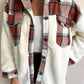 Fuzzy Button Up Long Sleeve Jacket