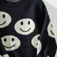 Smile Pattern Round Neck Long Sleeve Sweater