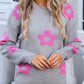 Angel Wings Flower Round Neck Long Sleeve Sweater