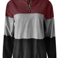 Full Size Color Block Quarter Zip Long Sleeve Sweatshirt