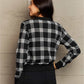 Ninexis Full Size Plaid Round Neck Long Sleeve Jacket