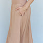 Doublju Comfort Princess Full Size High Waist Scoop Hem Maxi Skirt in Tan