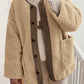 Contrast Button Up Sherpa Jacket with Pockets