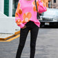 Flower Round Neck Dropped Shoulder Sweater