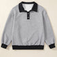 Texture Quarter Button Long Sleeve Sweatshirt