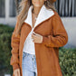 Open Front Long Sleeve Sherpa Jacket with Pockets