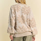 Davi & Dani Flower Texture Round Neck Dropped Shoulder Sweater