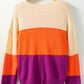 Color Block Drop Shoulder Round Neck Sweater