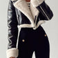 Collared Neck Long Sleeve Plush Cropped Jacket