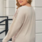 Plus Size Multicolor V-Neck Dropped Shoulder Sweater