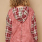 POL Star Patch Plaid Long Sleeve Hooded Top