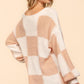 Apricot + Ivory Checkered Oversized Sweater—Small-3XL