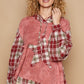 POL Star Patch Plaid Long Sleeve Hooded Top